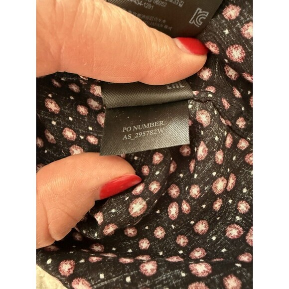 Allsaints Shirt Womens XXLBlack Lux Ditsy Star Flowy Notched Collar Artsy Career - Picture 6 of 7